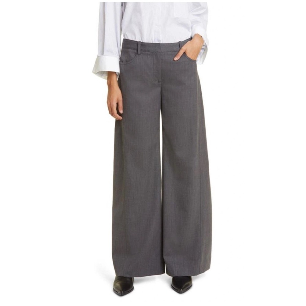 NWT TWP‎ Joanna Stretch VirginWool Wide Leg Pants HeatherGrey Sz 8 $525